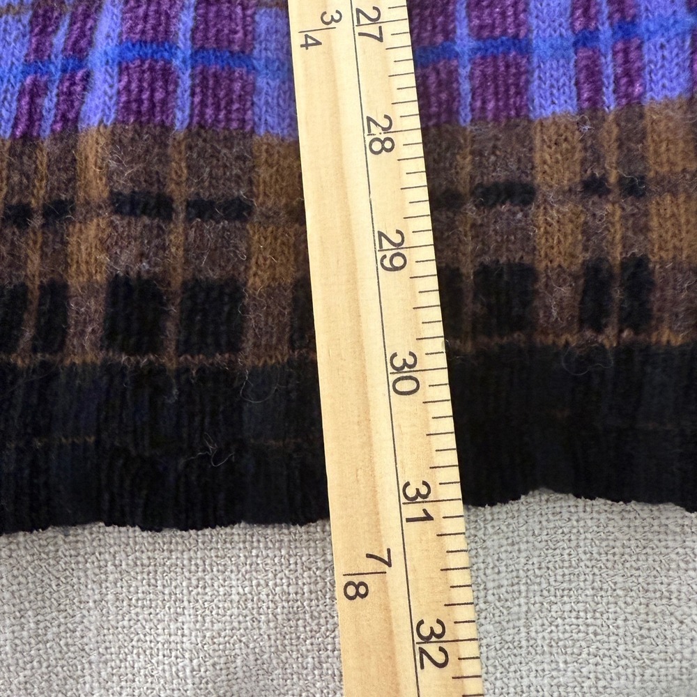 Susan Bristol Cardigan Sweater Womens Medium Multicolor Plaid Wool Blend Vintage - Picture 9 of 9